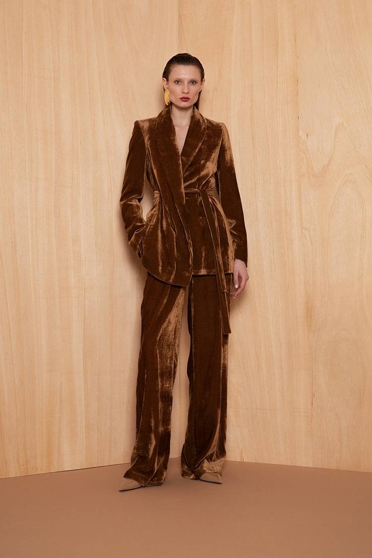 Sly 010 Wickelblazer mit Gürtel aus Viskose-Samt Bis zu 60% Rabatt