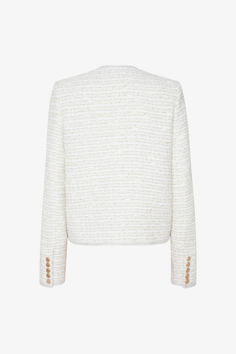 Sly 010 Kurze Tweedjacke mit aufgesetzten Taschen Exklusive Angebote