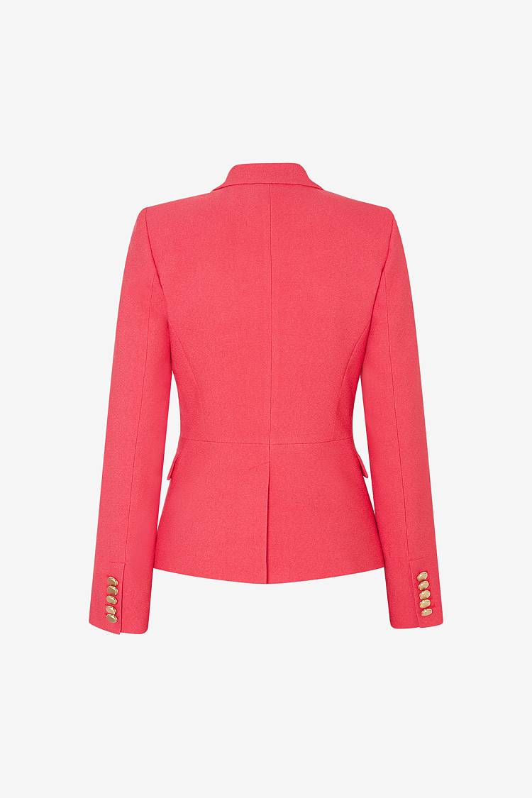 Sly 010 Kurzer doppelreihiger Blazer mit Goldknöpfen aus Crêpe-Envers-Satin Saisonschlussverkauf