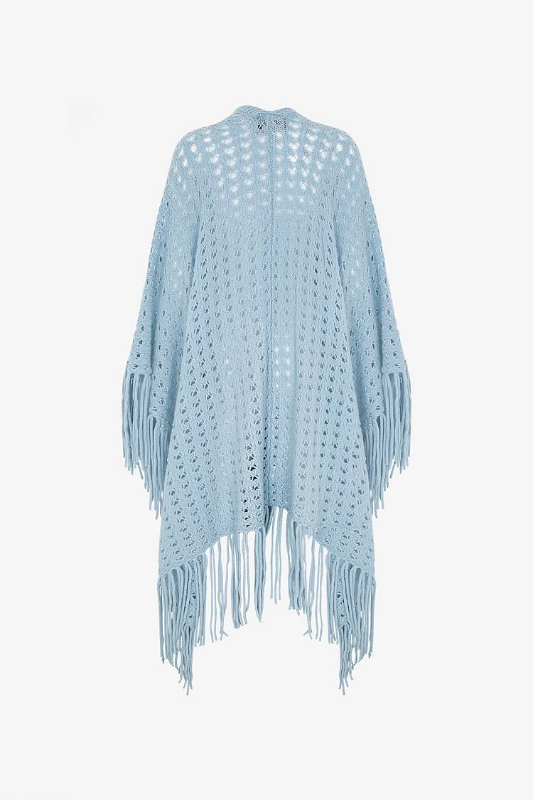 Sly 010 Kaschmir-Seiden Poncho mt Fransen Wochenangebot