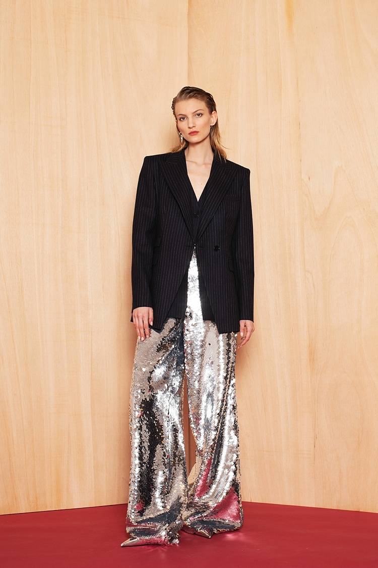 Sly 010 Taillierter Einknopf-Nadelstreifen-Blazer aus Wolle Letzter Tag