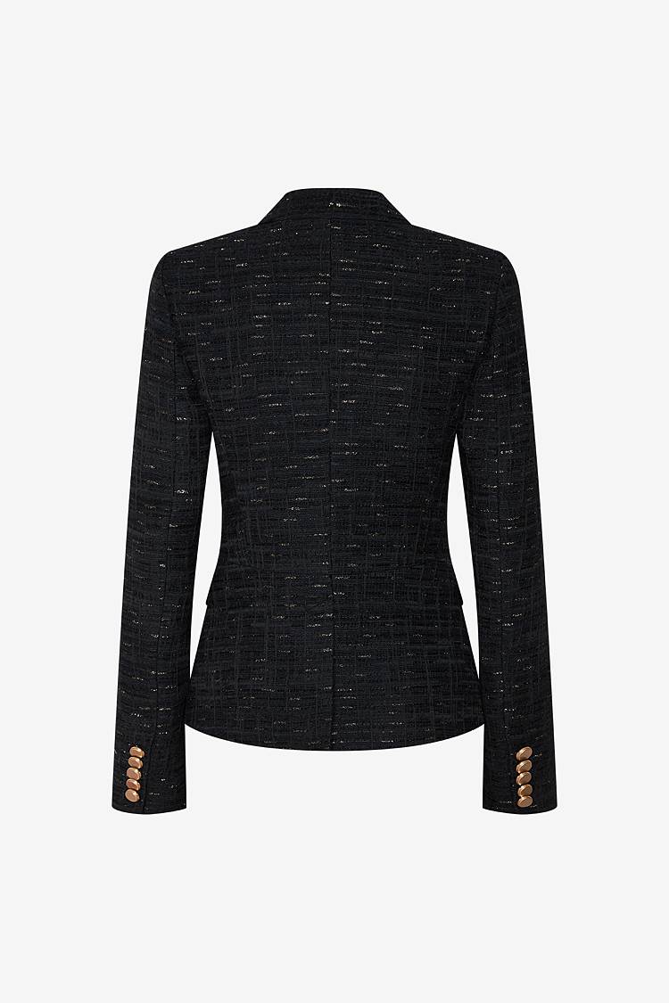 Sly 010 Doppelreihiger Tweed-Blazer mit Goldknöpfen Fabrikverkauf