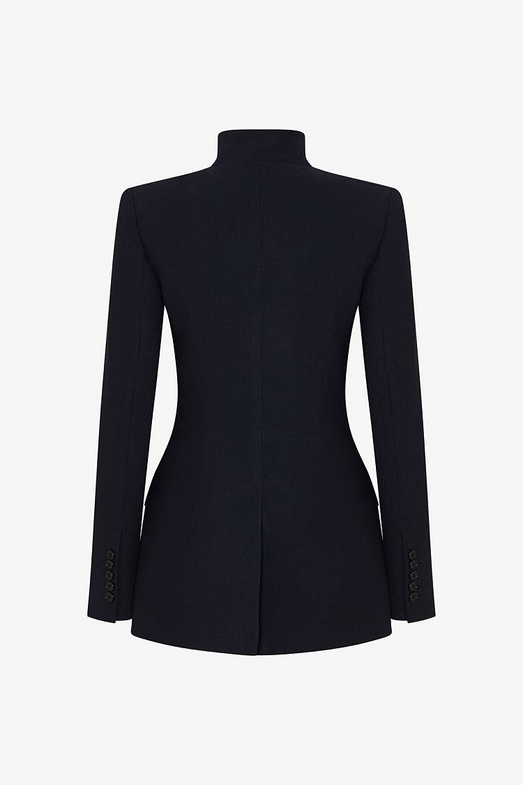 Sly 010 Taillierter Blazer mit Pattentaschen aus Viskose-Crêpe Black Friday