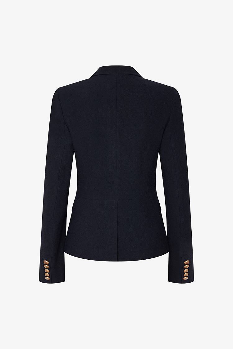 Sly 010 Doppelreihiger Blazer mit Goldknöpfen aus Viskose-Crêpe Cyber Monday