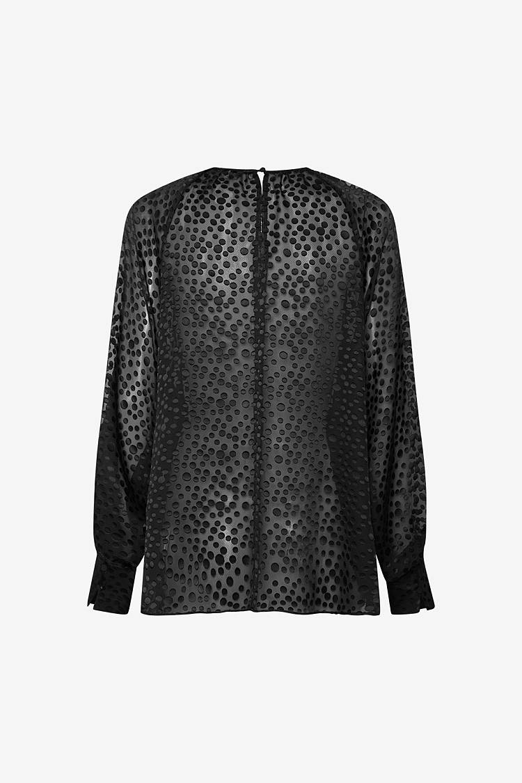Sly 010 Polka Dot Bluse mit gerüschtem Halsausschnitt 50% Rabatt für begrenzte Zeit