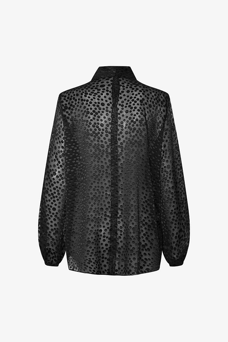 Sly 010 Polka Dot Bluse mit drapiertem Stehkragen 2025