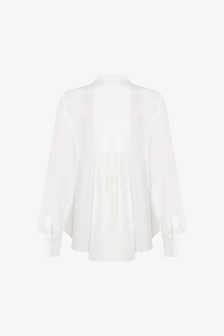 Sly 010 Klassische Seidenbluse mit plissierten Ärmeln Günstiger Verkauf