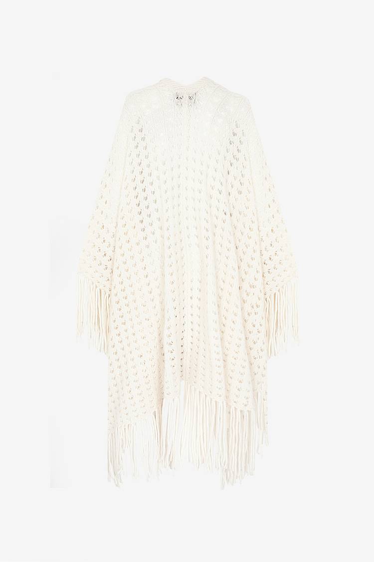 Sly 010 Kaschmir-Seiden Poncho mt Fransen Günstig kaufen