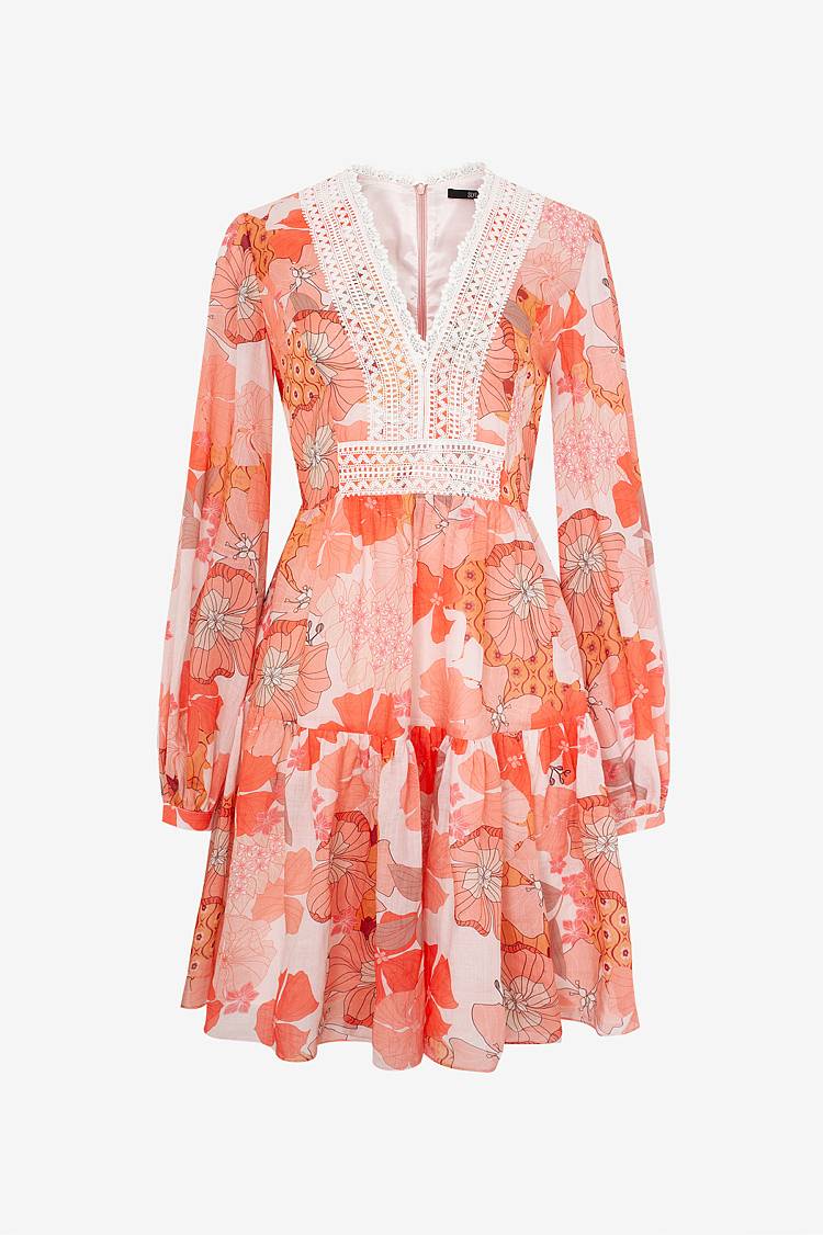 Sly 010 Blumenbedrucktes Kleid Kostenlose Rückgabe