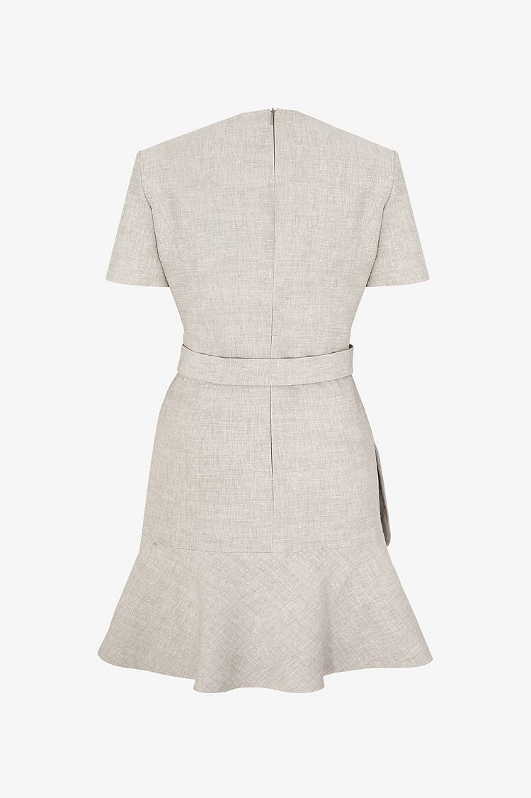 Sly 010 Kurzärmliges Kleid aus Viskose-Leinen Preisnachlass