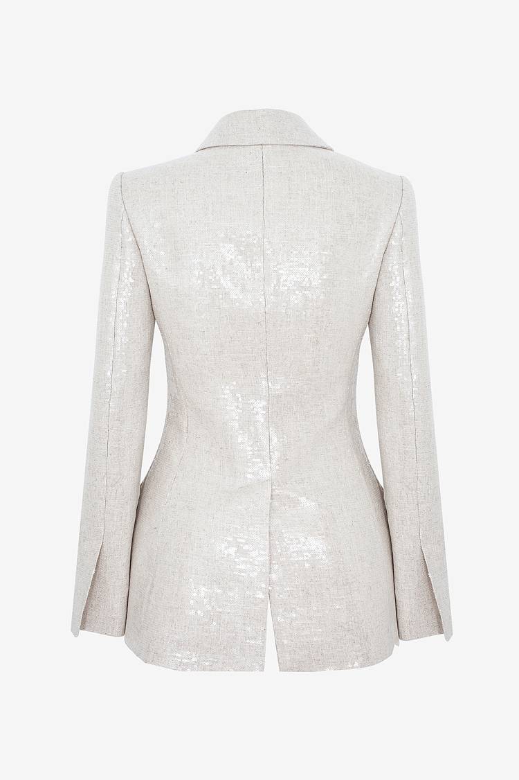 Sly 010 Taillierter Blazer mit Pailettem aus Leinengemisch Black Friday