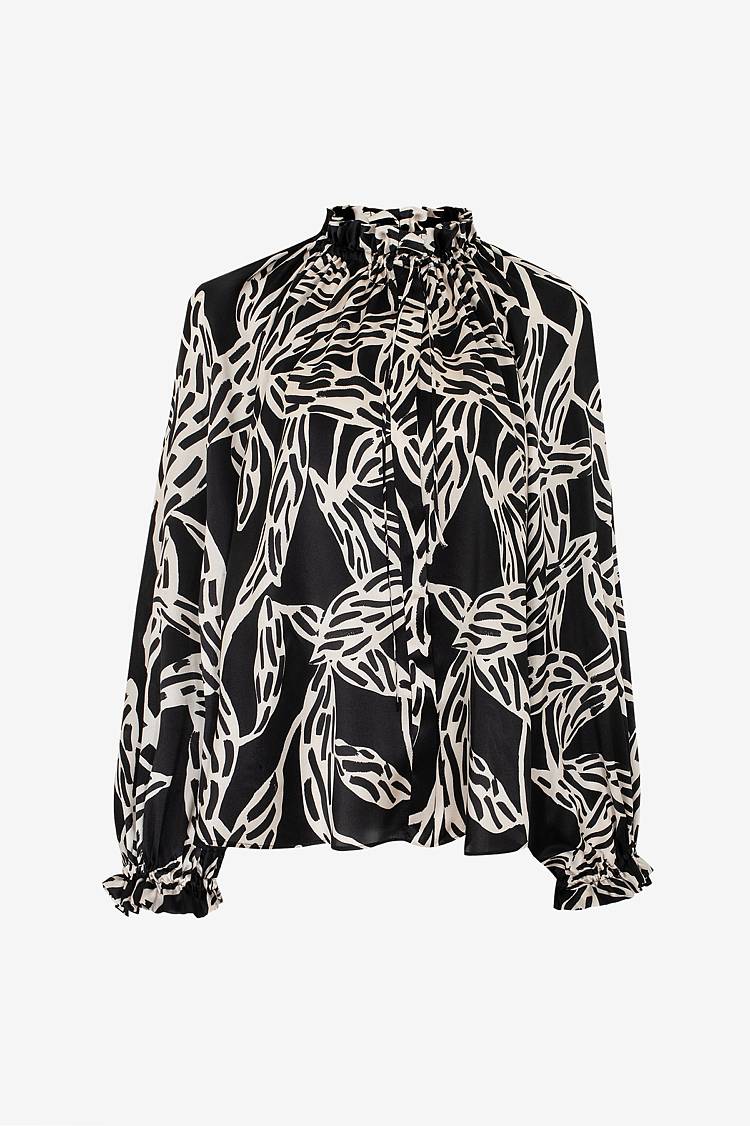 Sly 010 Seidenbluse mit gekräuseltem Kragen Begrenzt auf 3 Tage