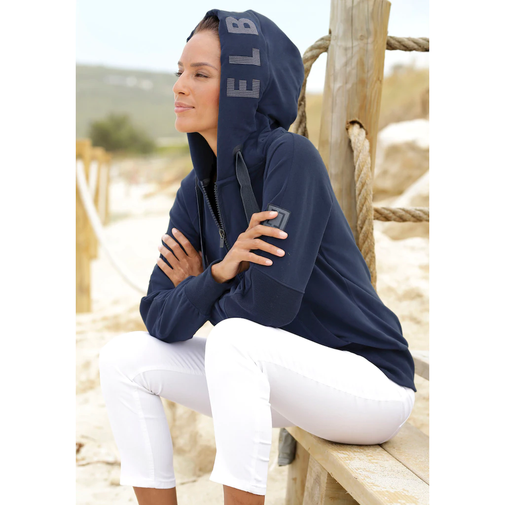 Elbsand Sweatjacke mit Logo-Stickerei an der Kapuze bequeme Freizeitjacke mit Taschen Tiefpreis