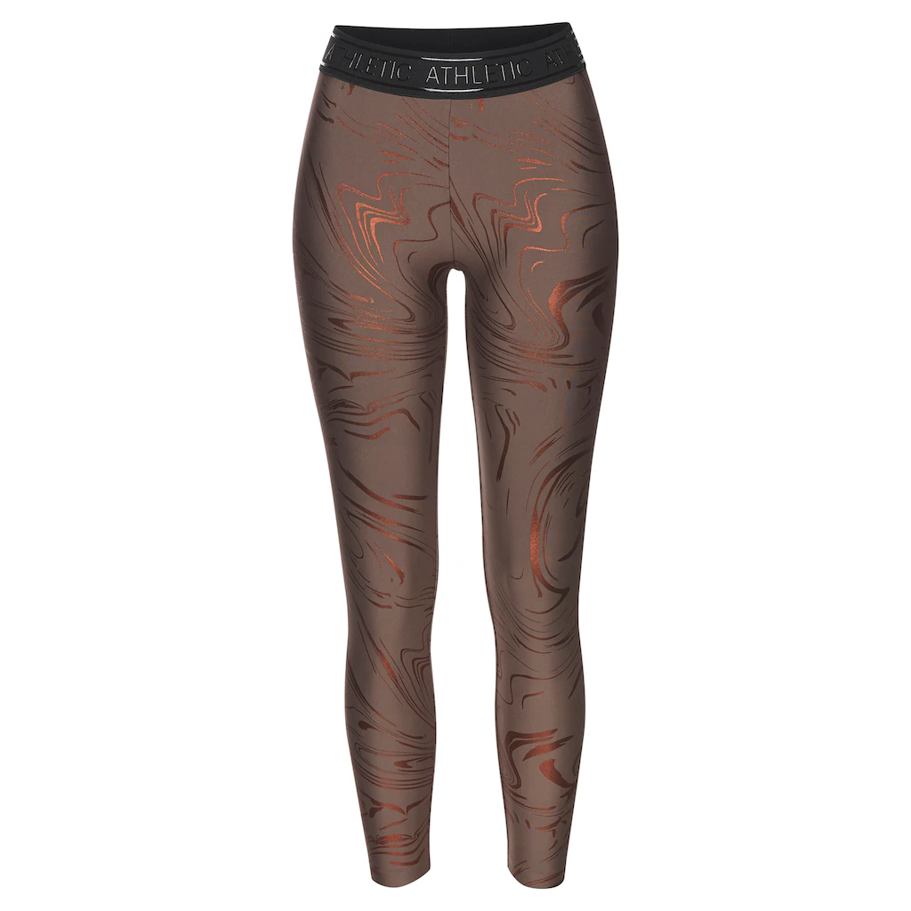 LASCANA ACTIVE Funktionsleggings Sportleggings mit glänzendem Print und 3D Schriftzug Riesige Rabatte