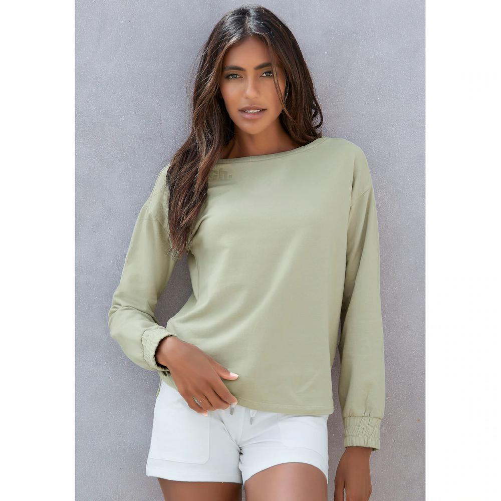 Bench. Loungewear Sweatshirt mit gerafften Ärmelbündchen Loungeanzug Online Outlet
