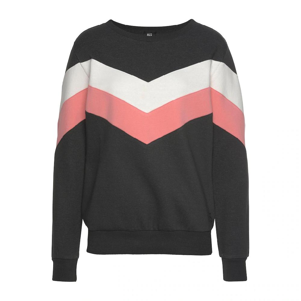 H.I.S Sweatshirt mit Kontraststreifen an Vorderseite und Ärmeln Loungeanzug Super Sparpreis