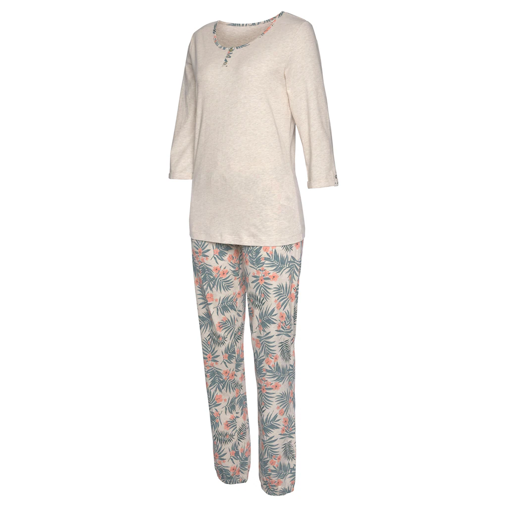 LASCANA Pyjama (2 tlg.) mit gemusterter Hose ▷ für Vierteljährliche Förderung