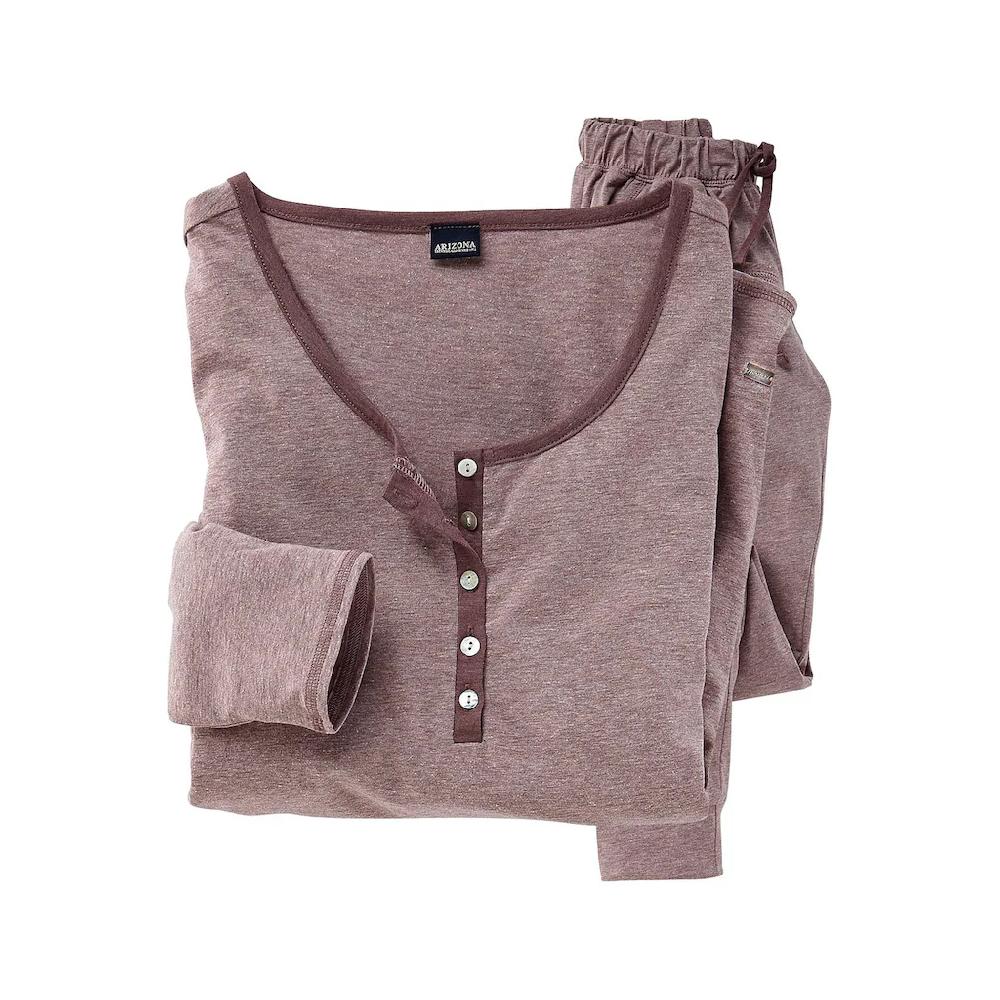 Arizona Pyjama (2 tlg.) in melierter Qualität mit Knopfleiste kaufen Hotsell