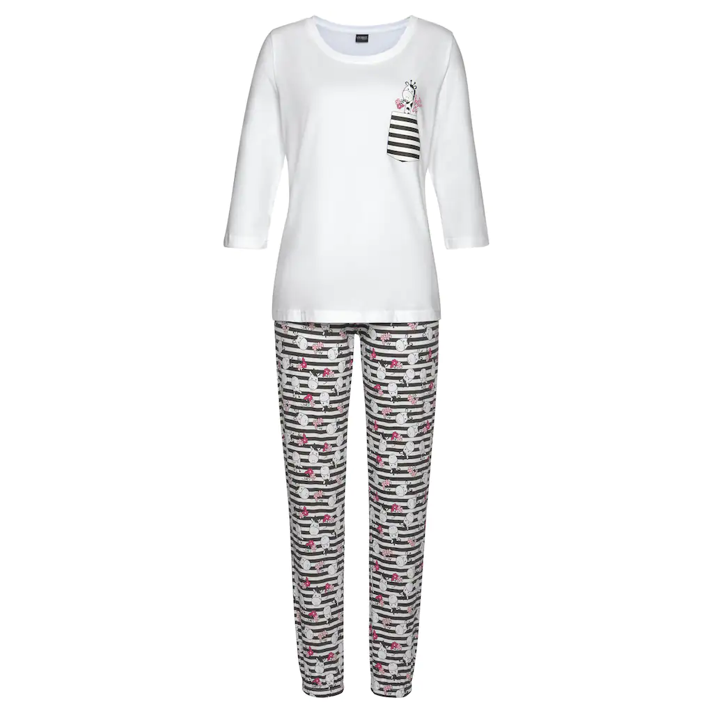 Vivance Dreams Pyjama (4 tlg. 2 Stück) mit verspieltem Tierprint ▷ für Zeitlich begrenztes Angebot