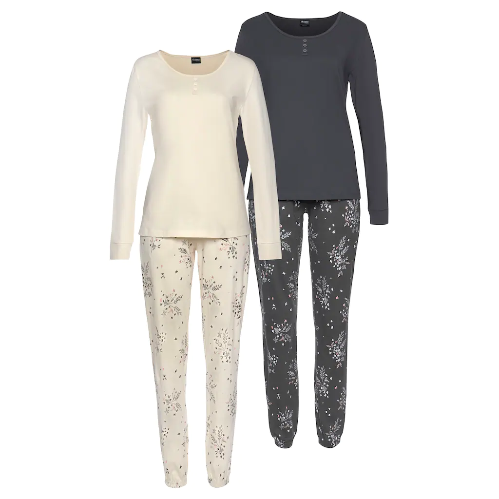Vivance Dreams Pyjama (4 tlg. 2 Stück) mit feinen Blumenzweigen online kaufen Flash Sale
