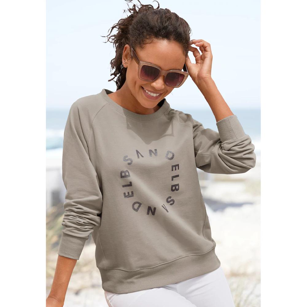Elbsand Sweatshirt mit Frontprint Rundhalsausschnitt Printpullover casual-sportlich Exklusive Angebote