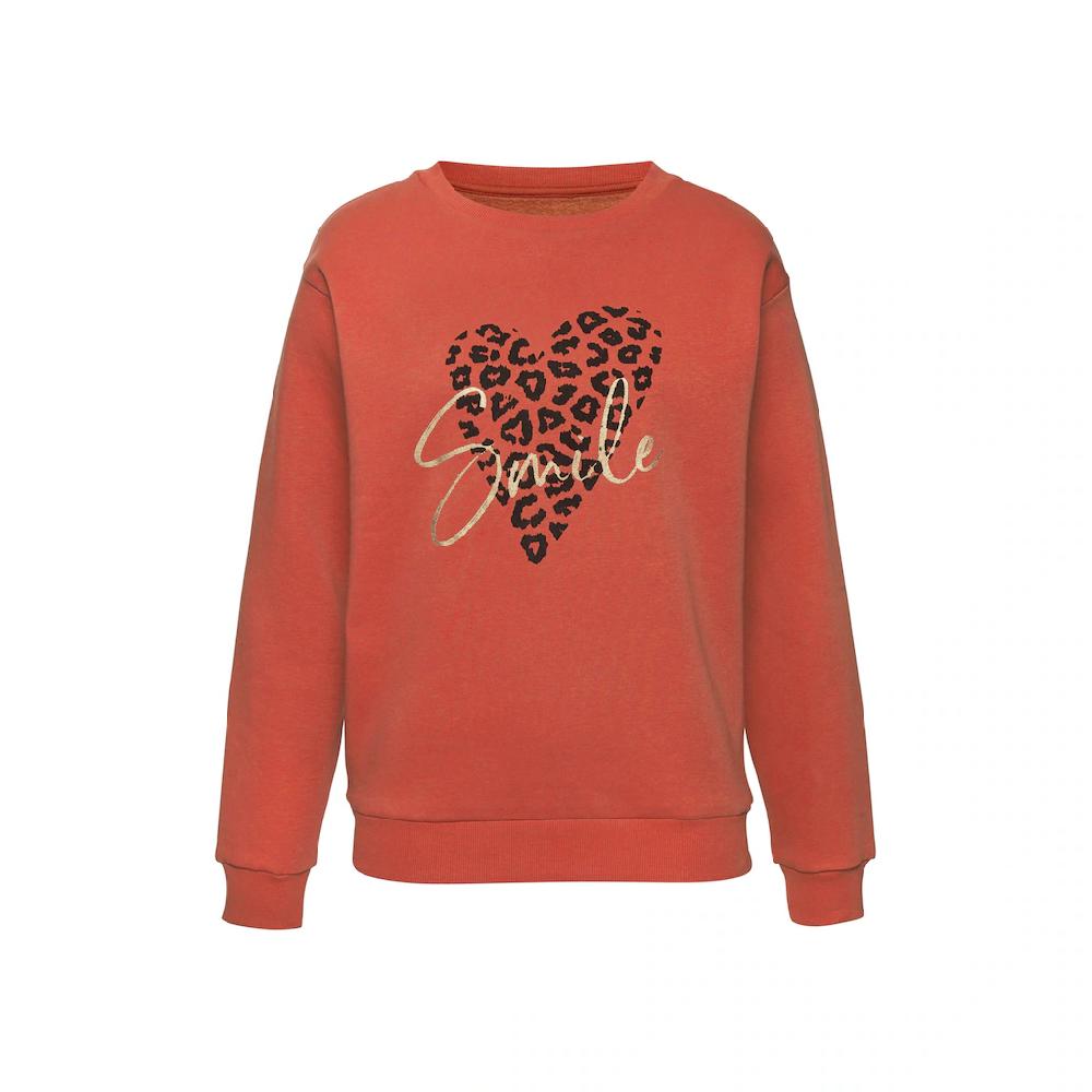 LASCANA Sweatshirt Loungehirt mit Herz-Leo-Druck Loungewear Versandkostenfrei