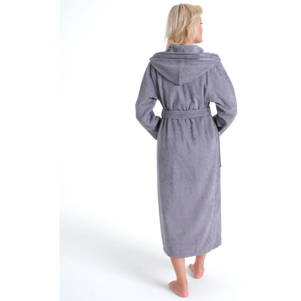 Bruno Banani Damenbademantel »Clement ideal für Sauna & Spa Hotelbademantel Morgenmantel« (1 St.) 100% Baumwolle einfarbig glänzende Streifen-Bordüre Taschen XS-3XL Meist gekauft
