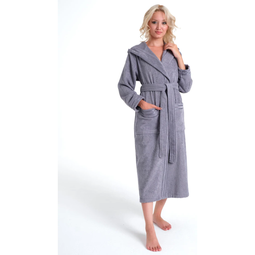 Bruno Banani Damenbademantel »Clement ideal für Sauna & Spa Hotelbademantel Morgenmantel« (1 St.) 100% Baumwolle einfarbig glänzende Streifen-Bordüre Taschen XS-3XL Meist gekauft