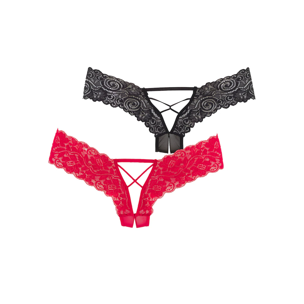 petite fleur gold Panty-Ouvert (Packung 2 Stück) im günstigen Doppelpack mit edlen Schnürungen Reizwäsche online bestellen Begrenztes Angebot