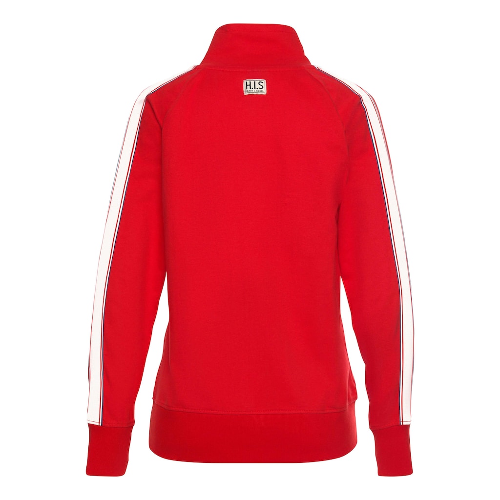 H.I.S Sweatjacke mit gestreiftem Tape an den Ärmeln Loungewear Loungeanzug Tägliche Deals