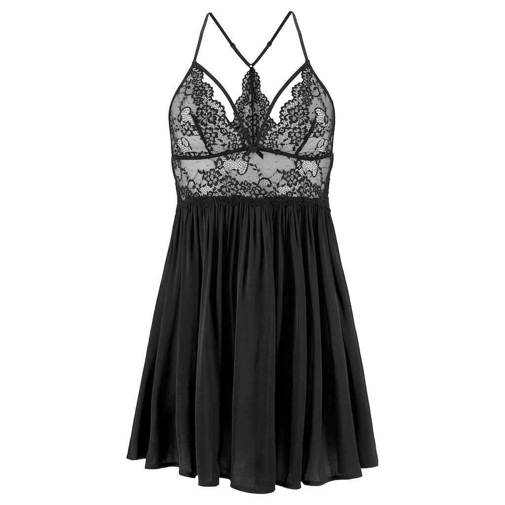 LASCANA Negligé ohne Bügel aus edler Spitze und Satin sexy Dessous Reizwäsche bestellen Zeitbegrenzte Promotion