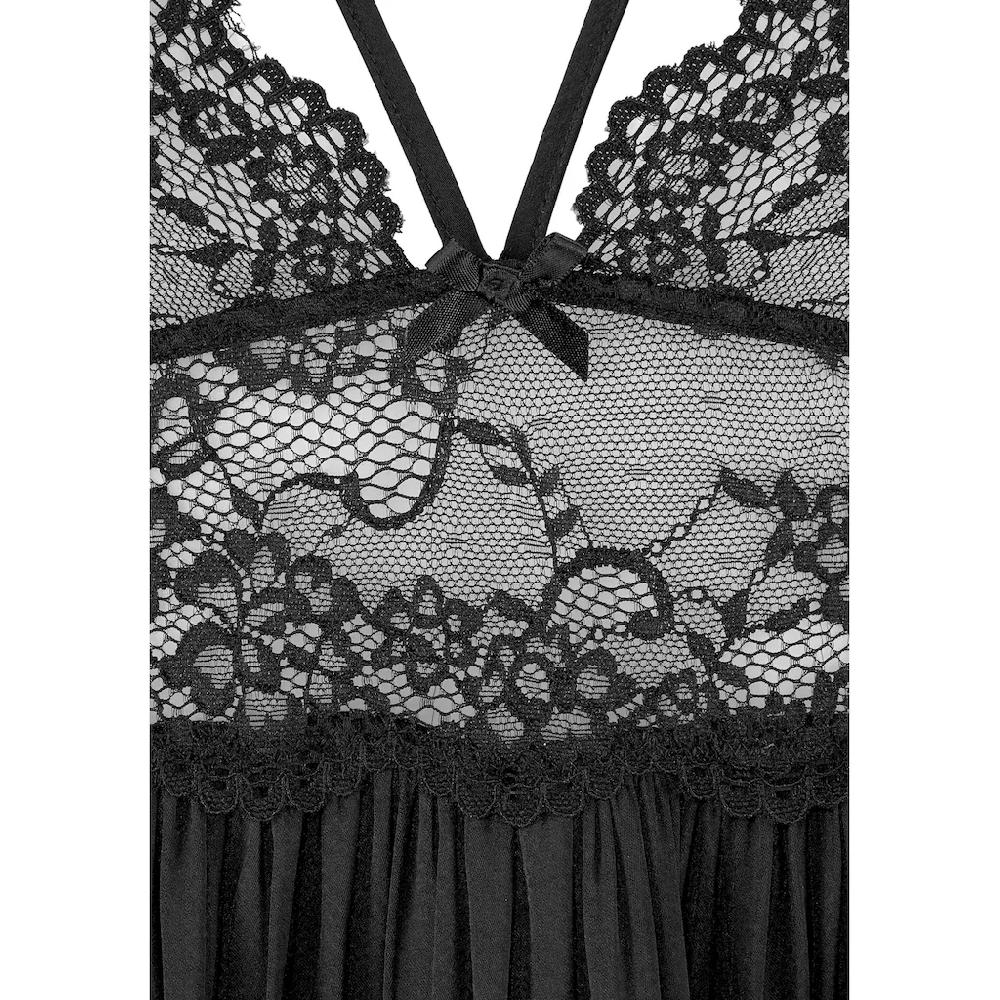 LASCANA Negligé ohne Bügel aus edler Spitze und Satin sexy Dessous Reizwäsche bestellen Zeitbegrenzte Promotion