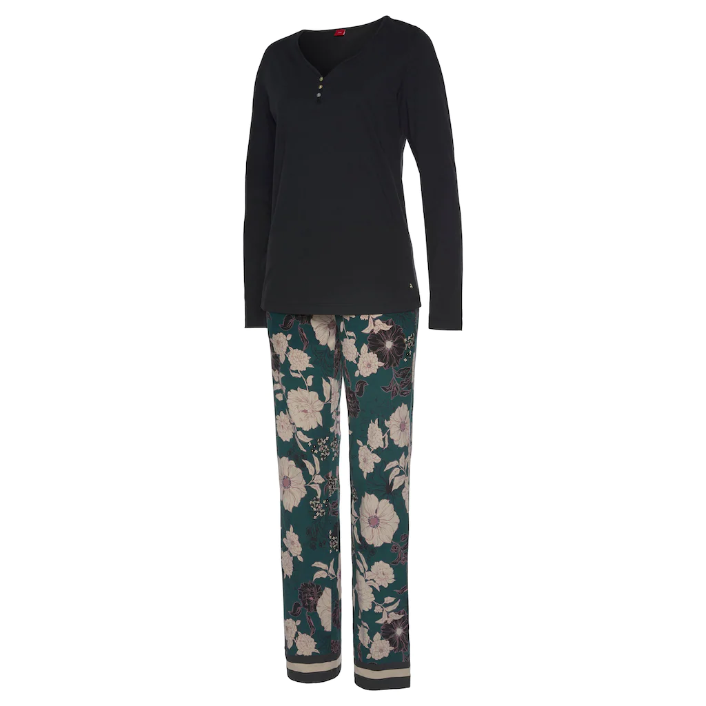 s.Oliver Bodywear Pyjama mit kotrastigen Abschlüssen Bis zu 55% Rabatt