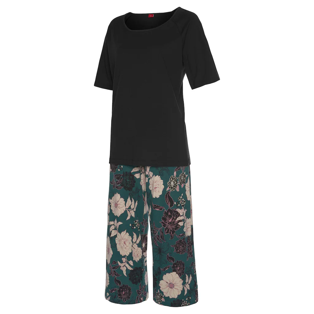 s.Oliver Bodywear Capri-Pyjama Shirt mit halblangen Ärmeln Nur noch ein Tag übrig
