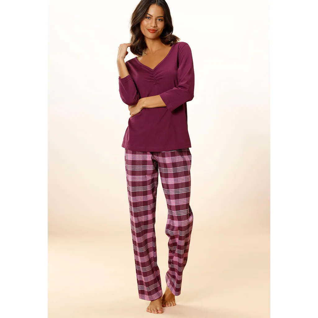 Vivance Dreams Pyjama (2 tlg.) mit karierter Hose ▷ für Black Friday