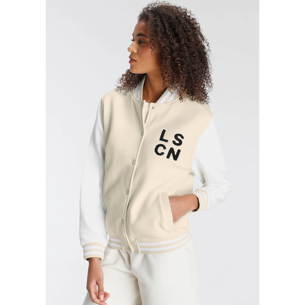 LSCN by LASCANA Sweatjacke im College Stil Loungeanzug Kostenlose Rückgabe
