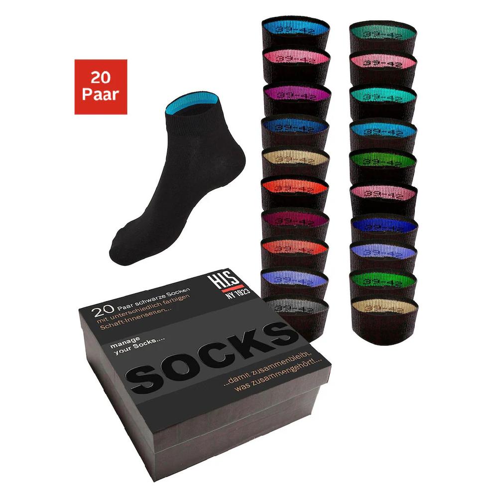 H.I.S Kurzsocken (Box 20 Paar) in praktischer Geschenkbox kaufen Sonderangebot der Fabrik