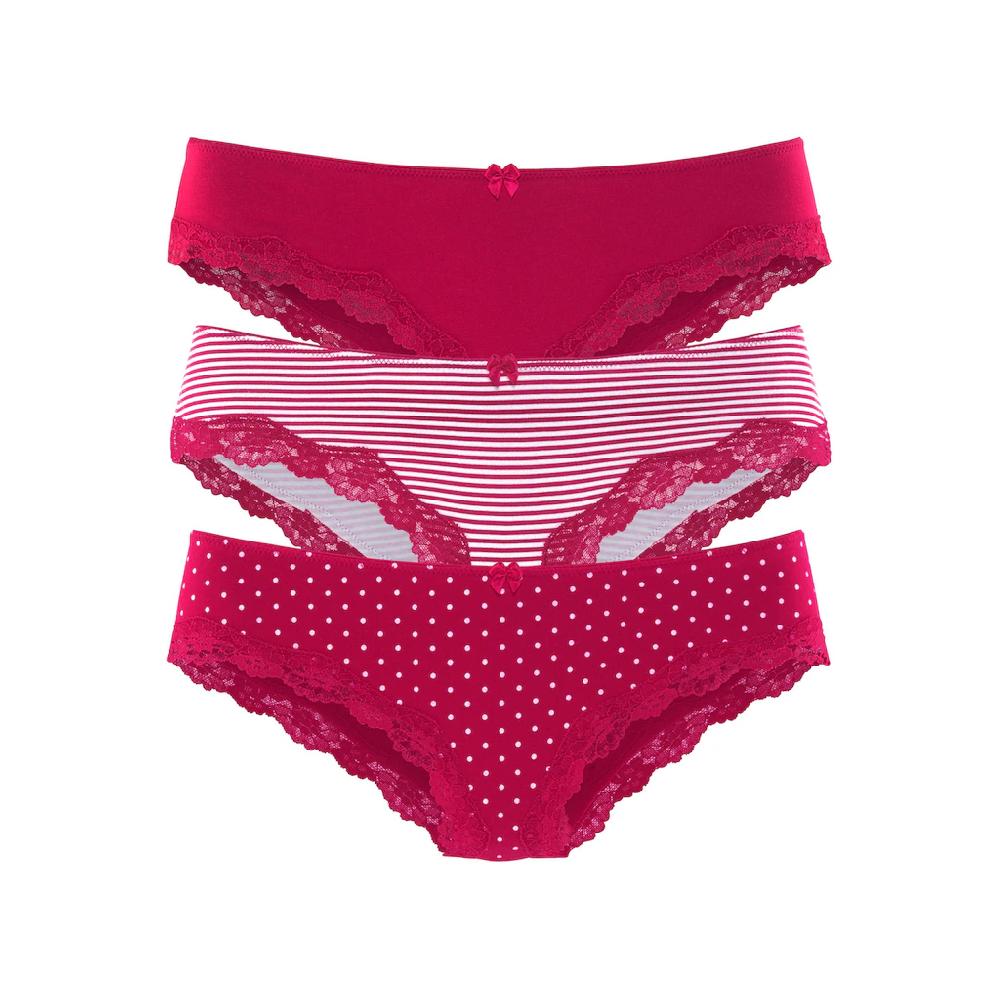 LASCANA Slip (3er-Pack) aus elastischer Baumwolle mit zarter Spitze online bestellen 50% Rabatt mit kostenlosem Versand