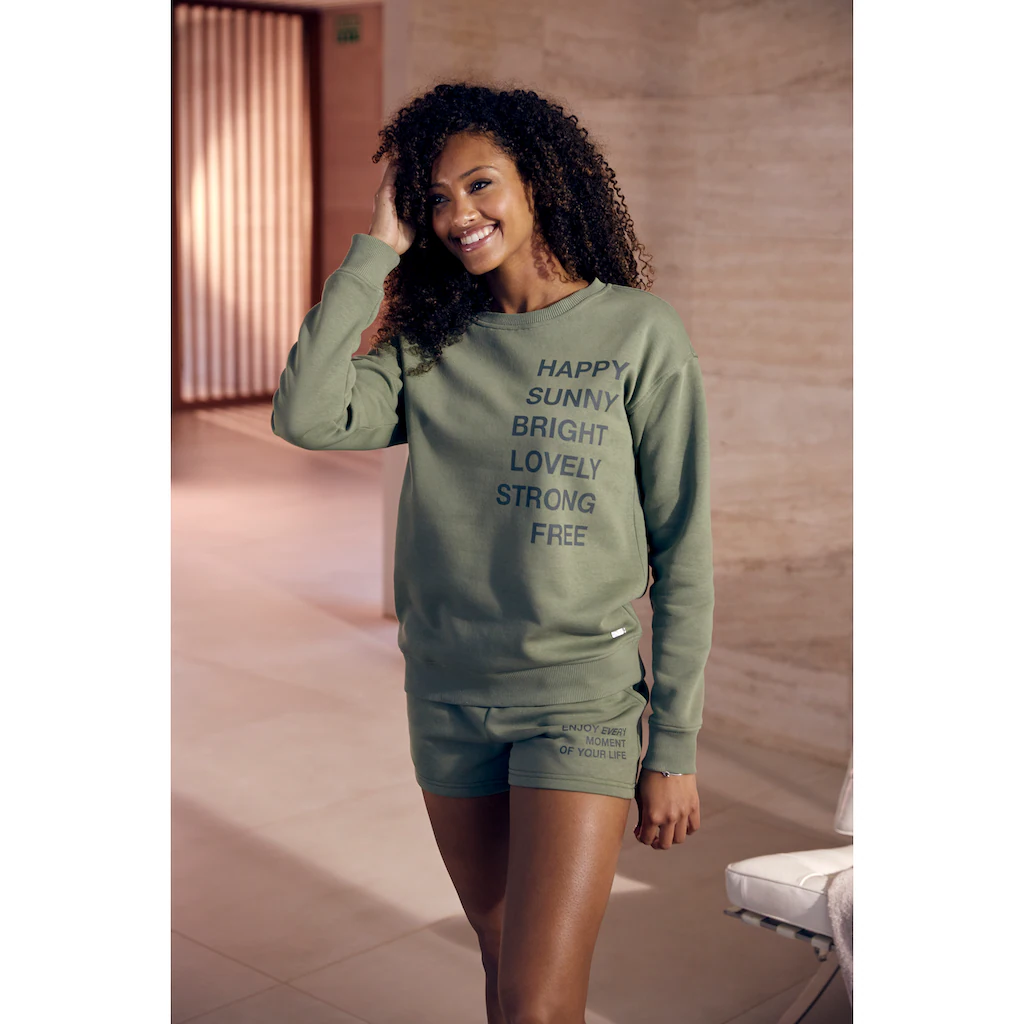 Buffalo Sweatshirt mit Statement Druck Loungeanzug Valentinstagsangebot