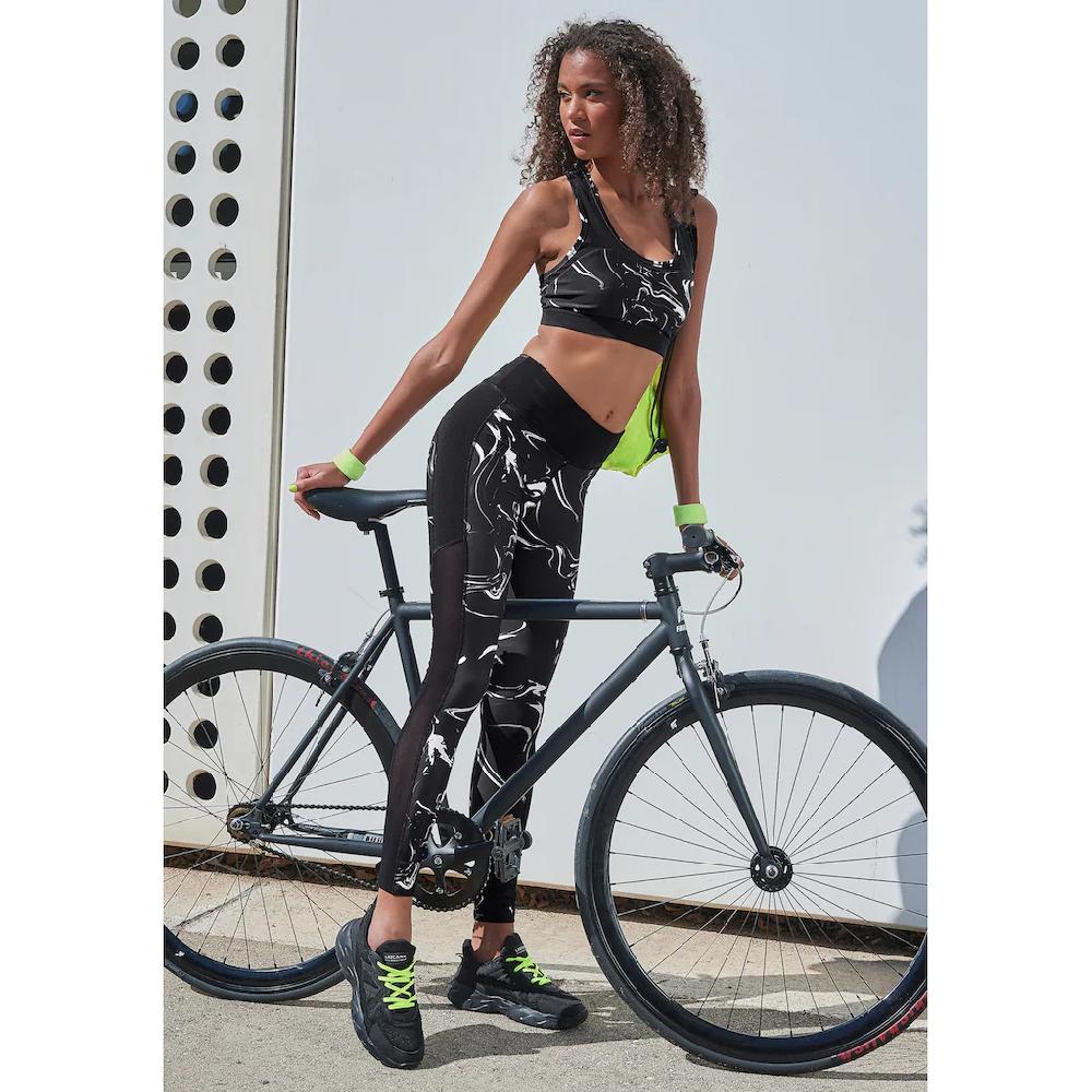 LASCANA ACTIVE Leggings »Black Marble« Sporthose mit Mesh Große Rabatte