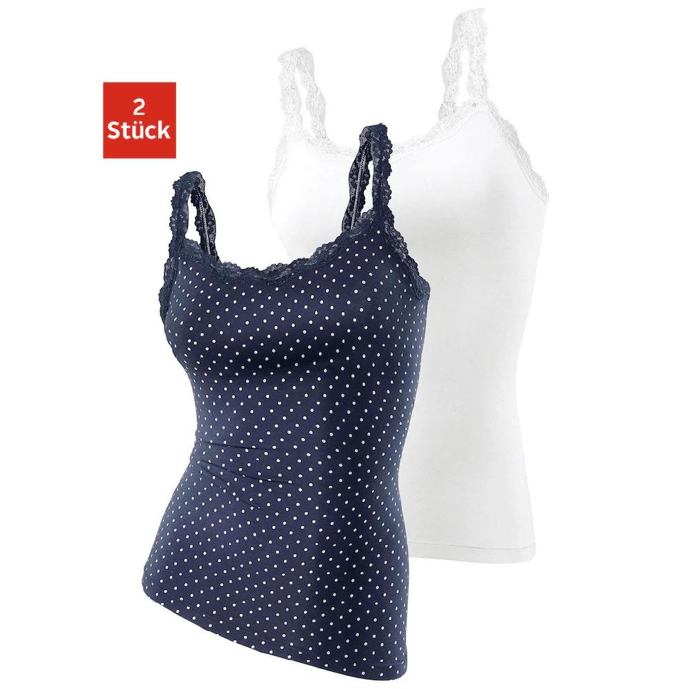 LASCANA Unterhemd (2er-Pack) mit zarter Spitze Unterziehshirt Spaghettiträger-Top ▷ für Fabrikladen