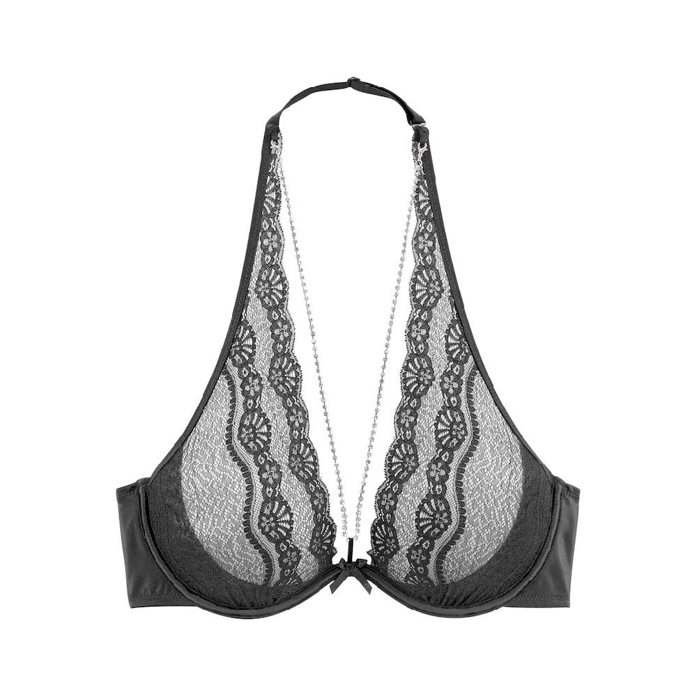 LASCANA Belle Affaire Neckholder-BH mit abnehmbarer Strasskette sexy Dessous Reizwäsche ▷ für Begrenztes Angebot
