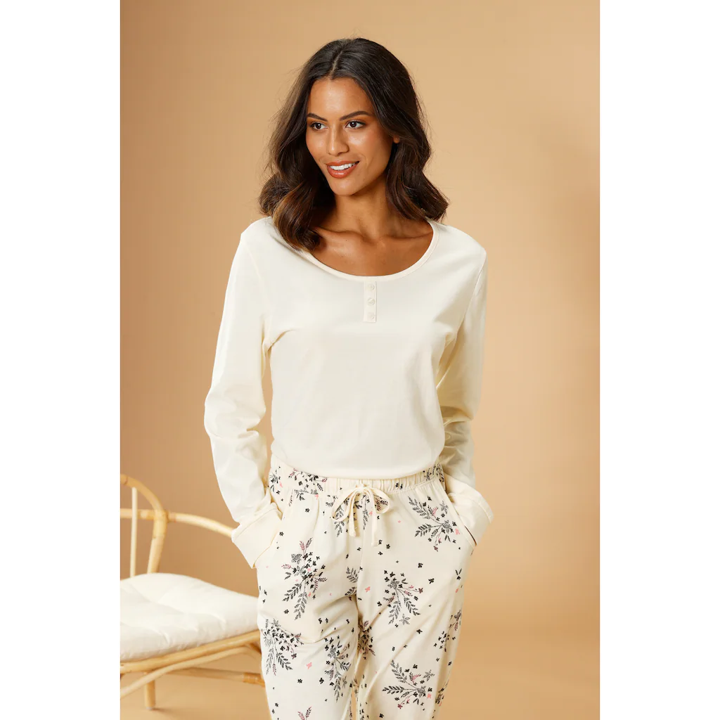 Vivance Dreams Pyjama (2 tlg.) mit Hortensien Muster online kaufen Super Sparpreis