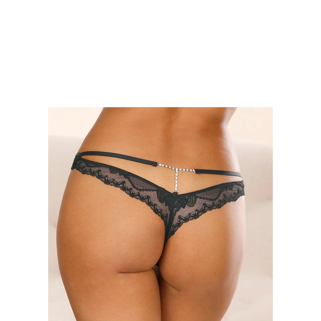 LASCANA Tanga »Dalia« mit feinen Strasssteinchen und Spitze kaufen Riesige Rabatte