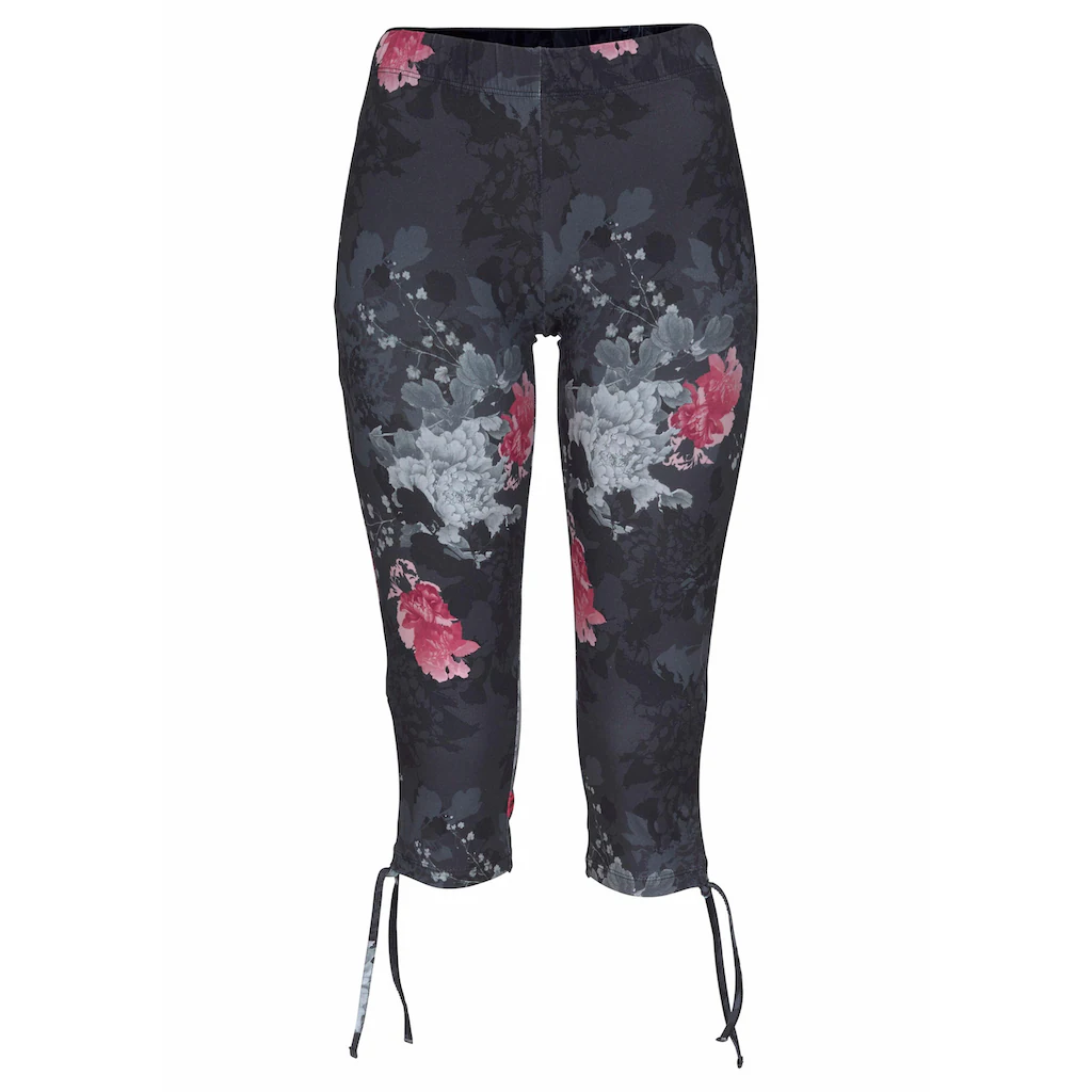 Venice Beach Caprileggings mit seitlicher Raffung und Alloverdruck 3/4-Länge Stretch Outlet