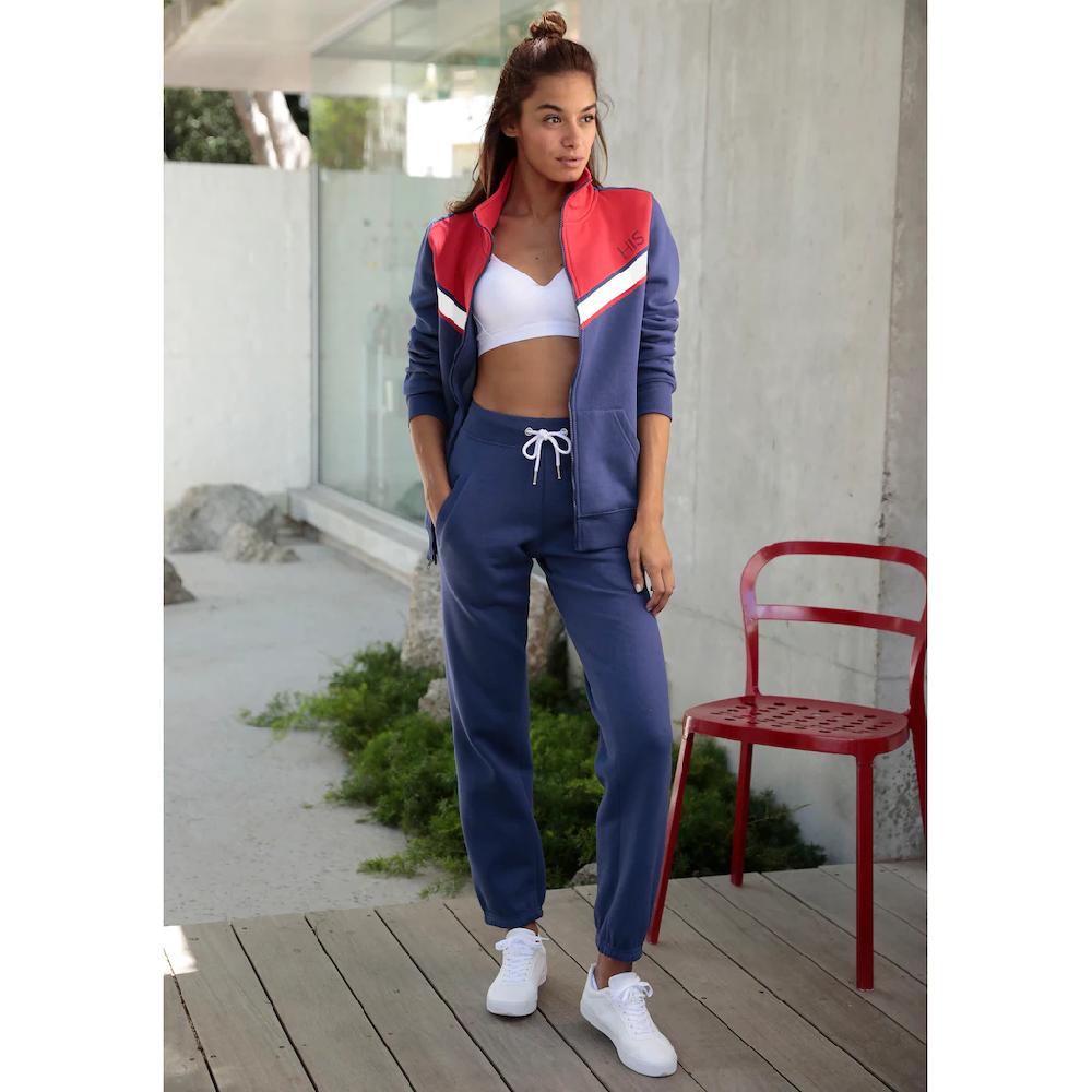 H.I.S Sweatjacke mit Kontraststreifen Loungeanzug Verkauf